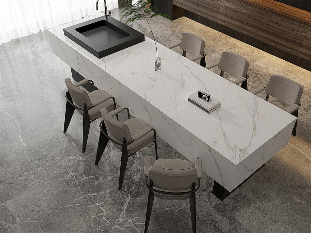 Carrara Non-Slip Porcelain Polished Sintered Stone Slab For Living Room And 1420x2700mm White Marble Big Slabs For Bedroom