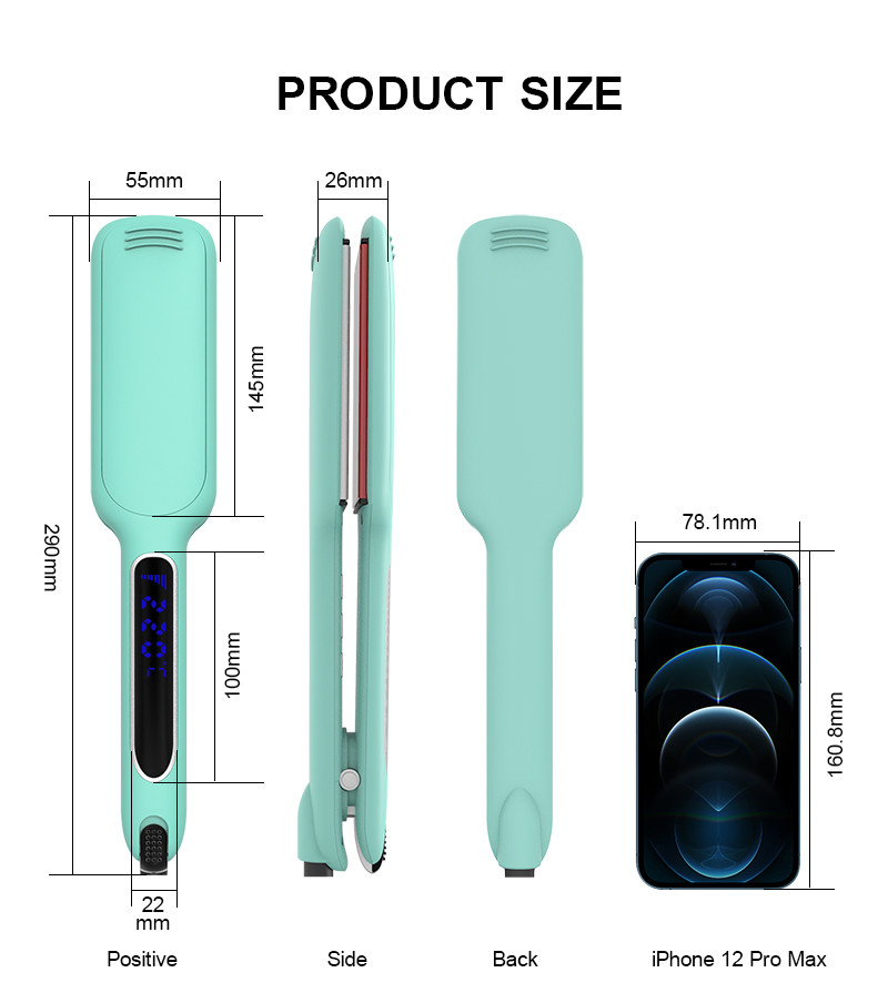 Mini Infrared Titanium Flat Iron Wide Plate Fast PTC Heating
