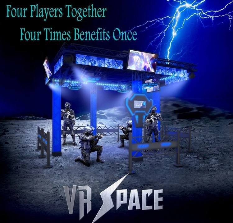 Big Theme Park VR Space Walker 9D Virtual Reality Platform Black / Blue Color