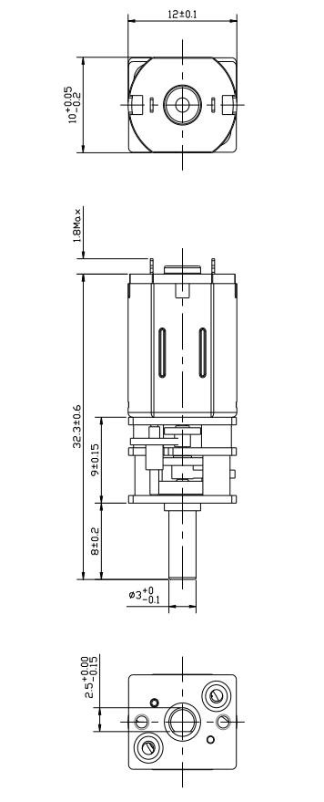 10mm 3V 12V Toy Small Dc Gear Motor , 3D Pinter Mini Gear Motor 32.3 * 12 * 10mm