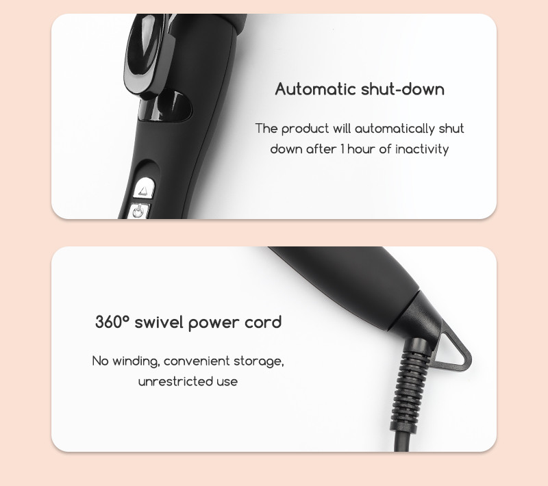 Fast Heating Electric Hair Curler Long Curling Tong Wand LCD Screen Champagne