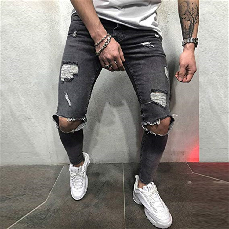 Skinny Denim Ripped Hole Jeans Denim Pencil Pants