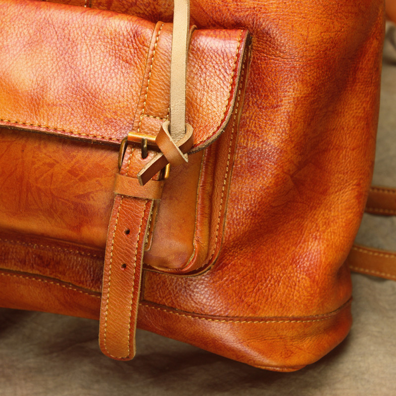 Vegetable Tanned Genuine Leather Backpack