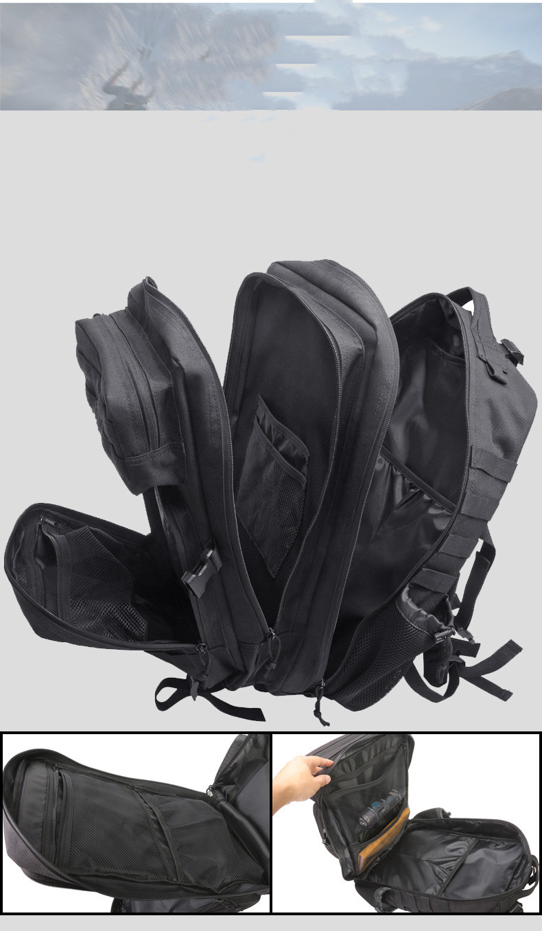 45L Black Army Knapsack Bag Waterproof 1000D Cordura PU Coating