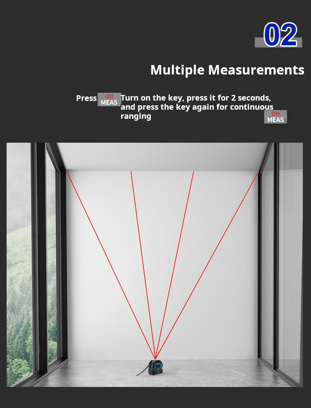 High Precision 3-In-1 Laser Tape Measure Intelligent Tape Measure 40m