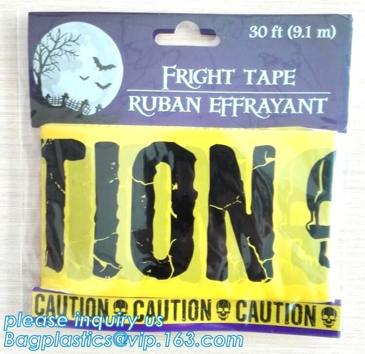 pe no adhesive fright tape halloween Caution Tape yellow warning tape,Custom Printed Halloween Party Decoration Caution