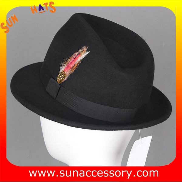 4190369 Sun Accessory customized winner fashion 100% wool felt fedora hats,hats for men