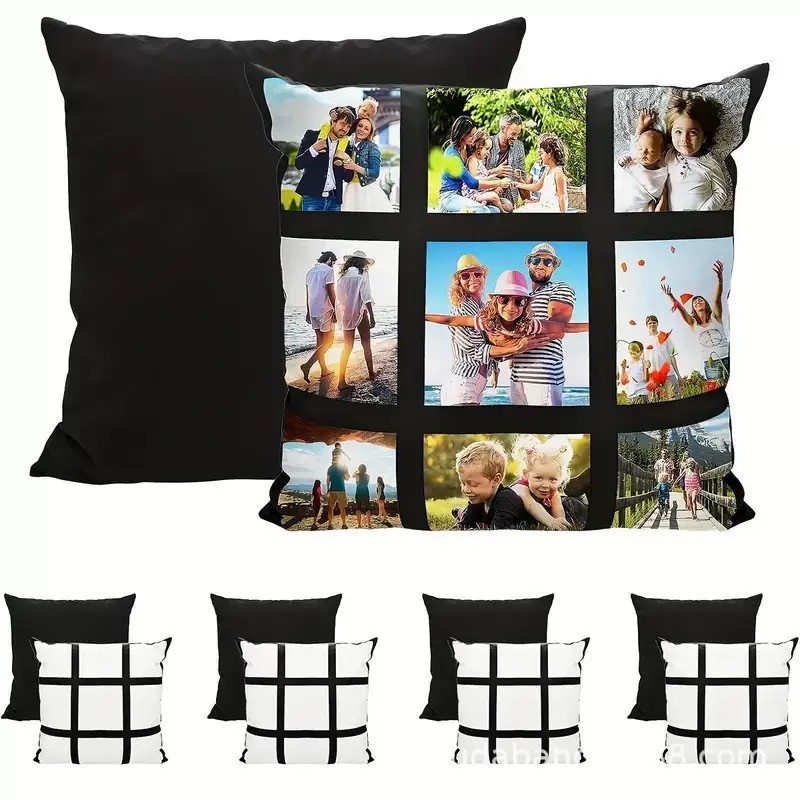Custom Blank 9 Panel Sublimation Pillow Case For Heat Transfer Photos Printing