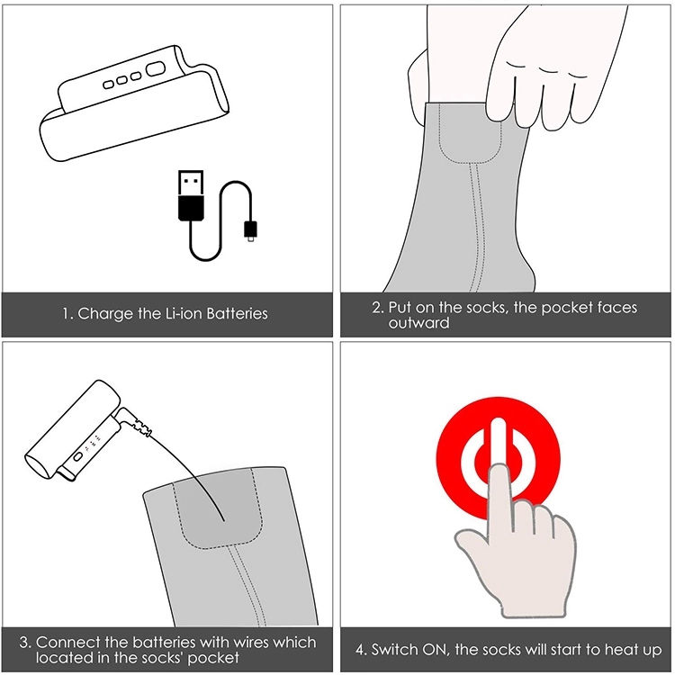7.4V Battery Operated Warm Socks For Outdoor Sports