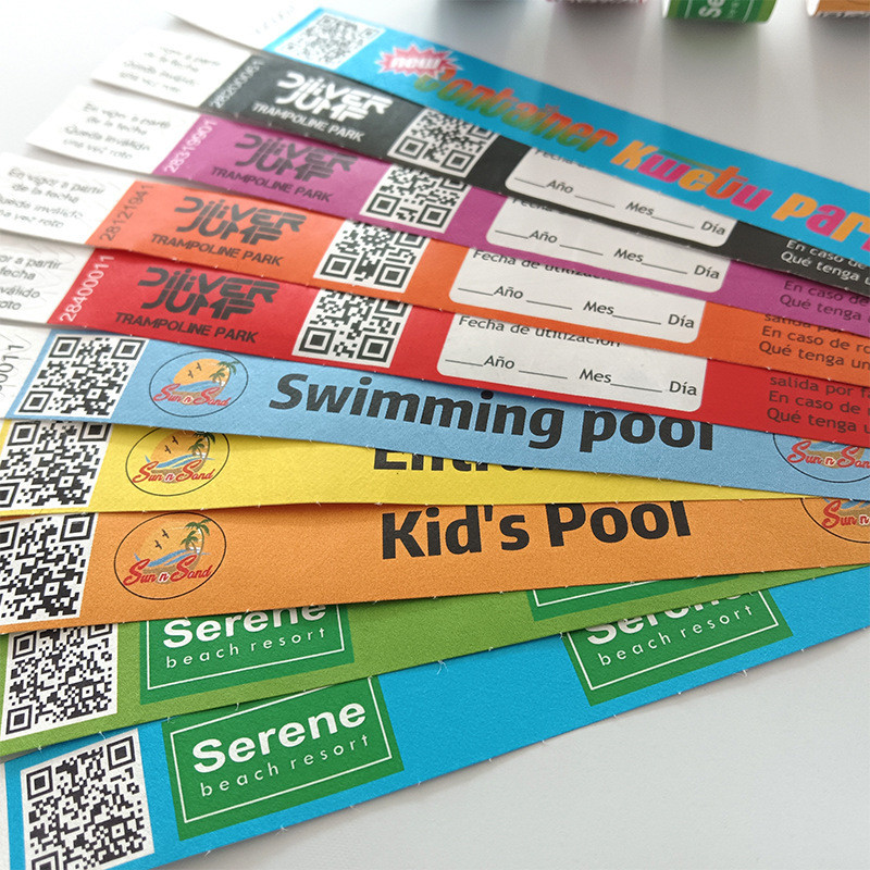 Custom Logo Sequential Numbering Tyvek Wristbands Swimming Pool Waterproof Ink Tyvek Bracelet Wrist Bands