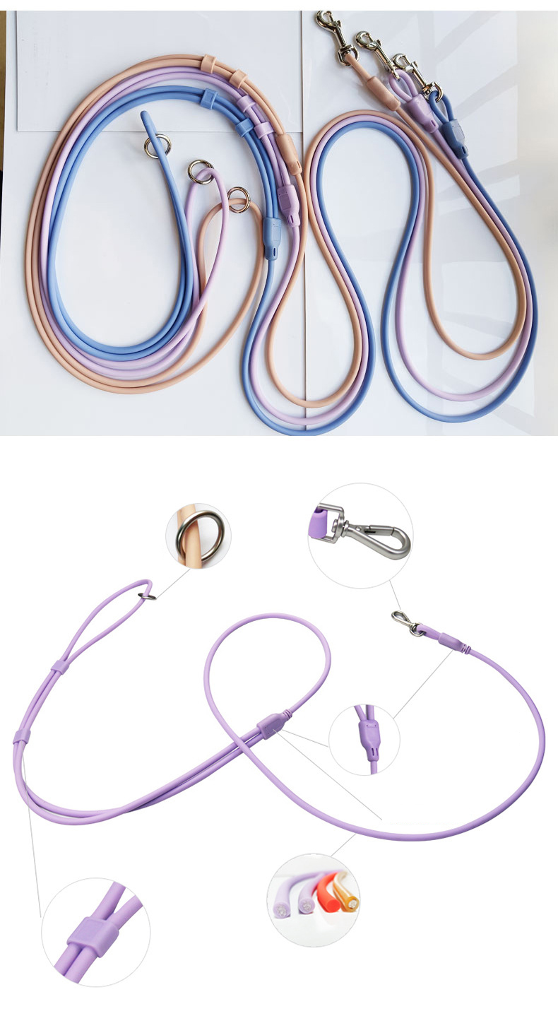 Macaron PVC Slip Lead Dog Leash Hands Free Slip Lead Collar Waterproof