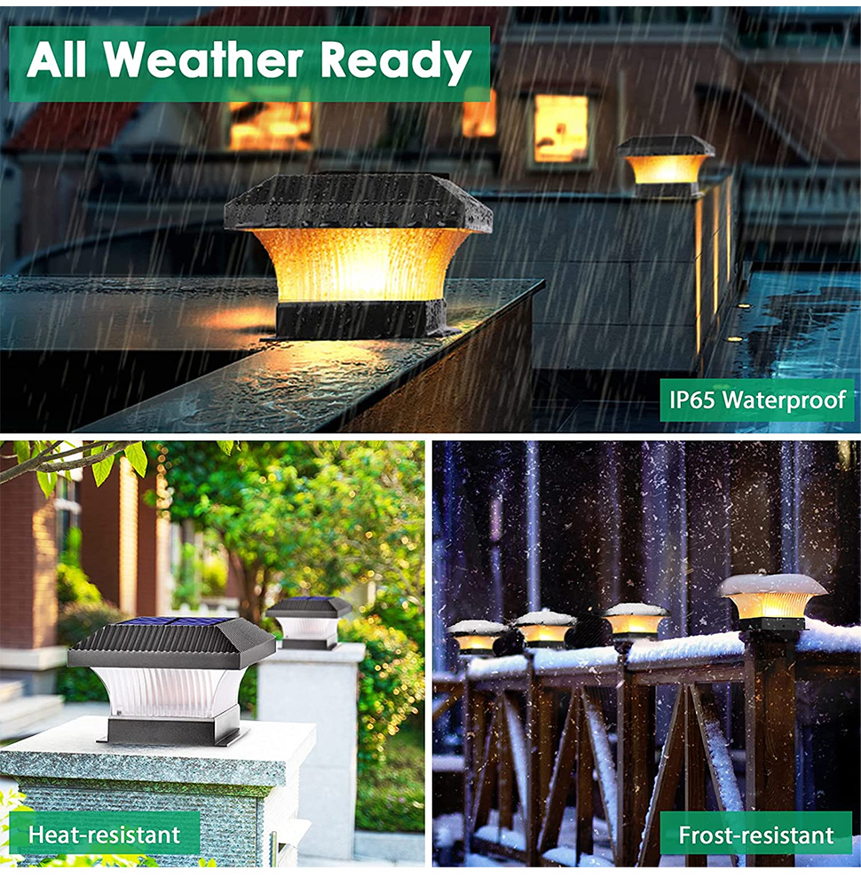 Outdoor LED Solar Powered Pillar Lights 2700K 2200mAH Multipurpose Solar Column Head Lighting