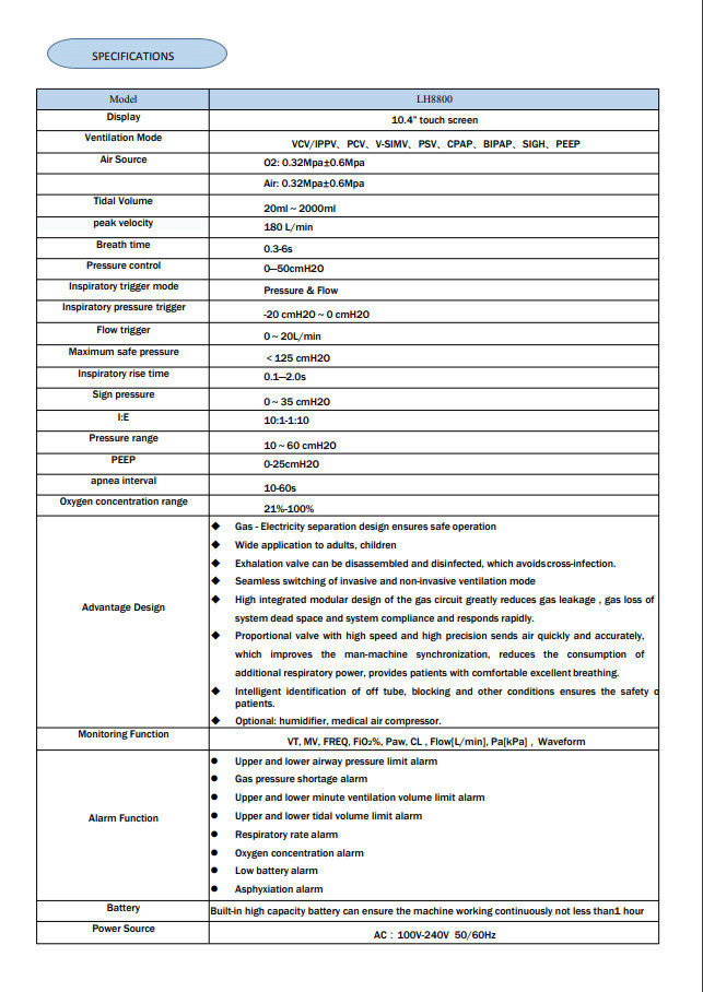 Ventilator breathing apparatus machine for hospital
