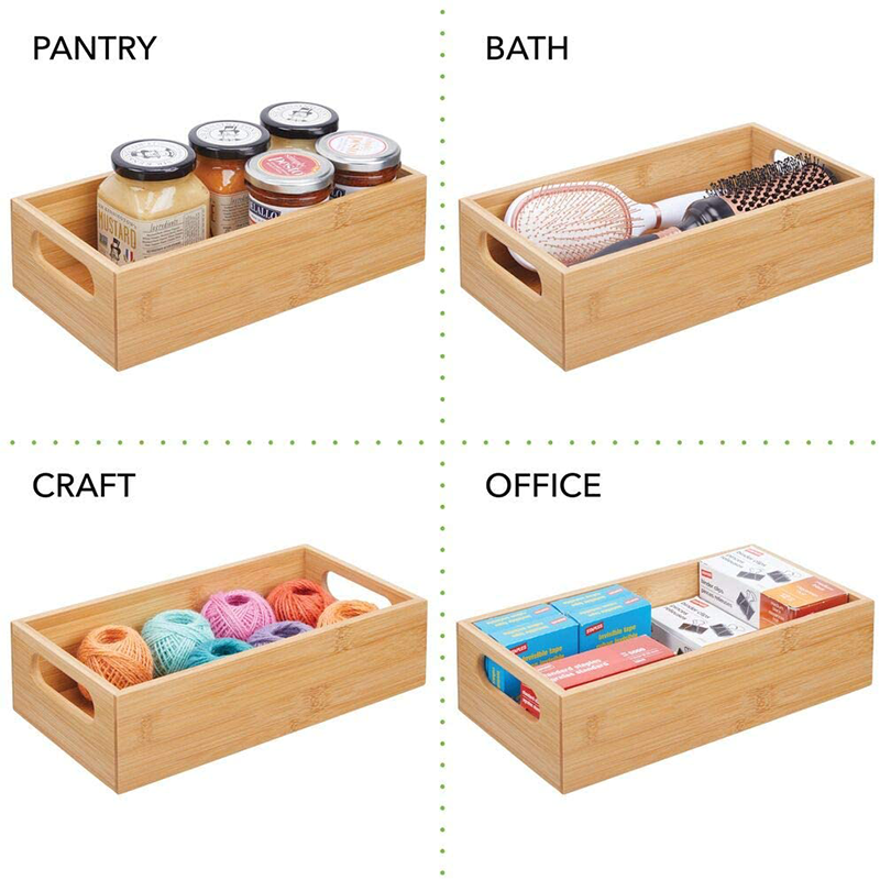 Bamboo Storage Bin with Handles Multifunctional and Customer Logo Storage Solution