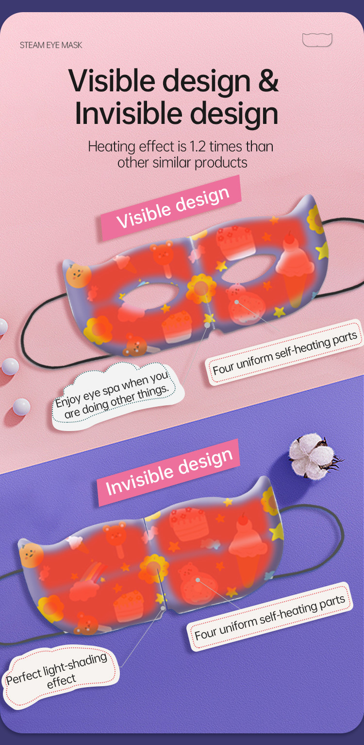 Wireless Spa Warm Eye Mask Disposable Cartoon Steam Warm Eye Mask