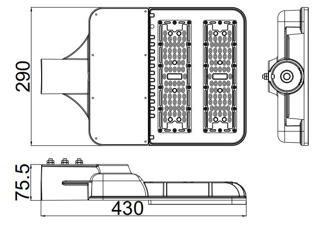 Stable 100W Dimmable LED Street Lights 3030 Chips Aluminum Housing For Highway Toll Station