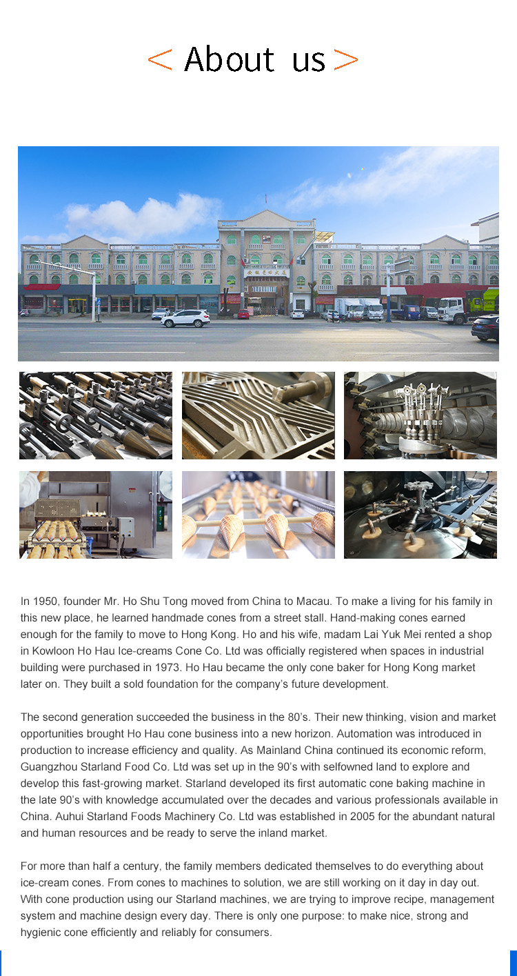 Automatic Rolled Sugar Cone Production Line Ice Cream Industrial Baking Waffle Cone Making Machine