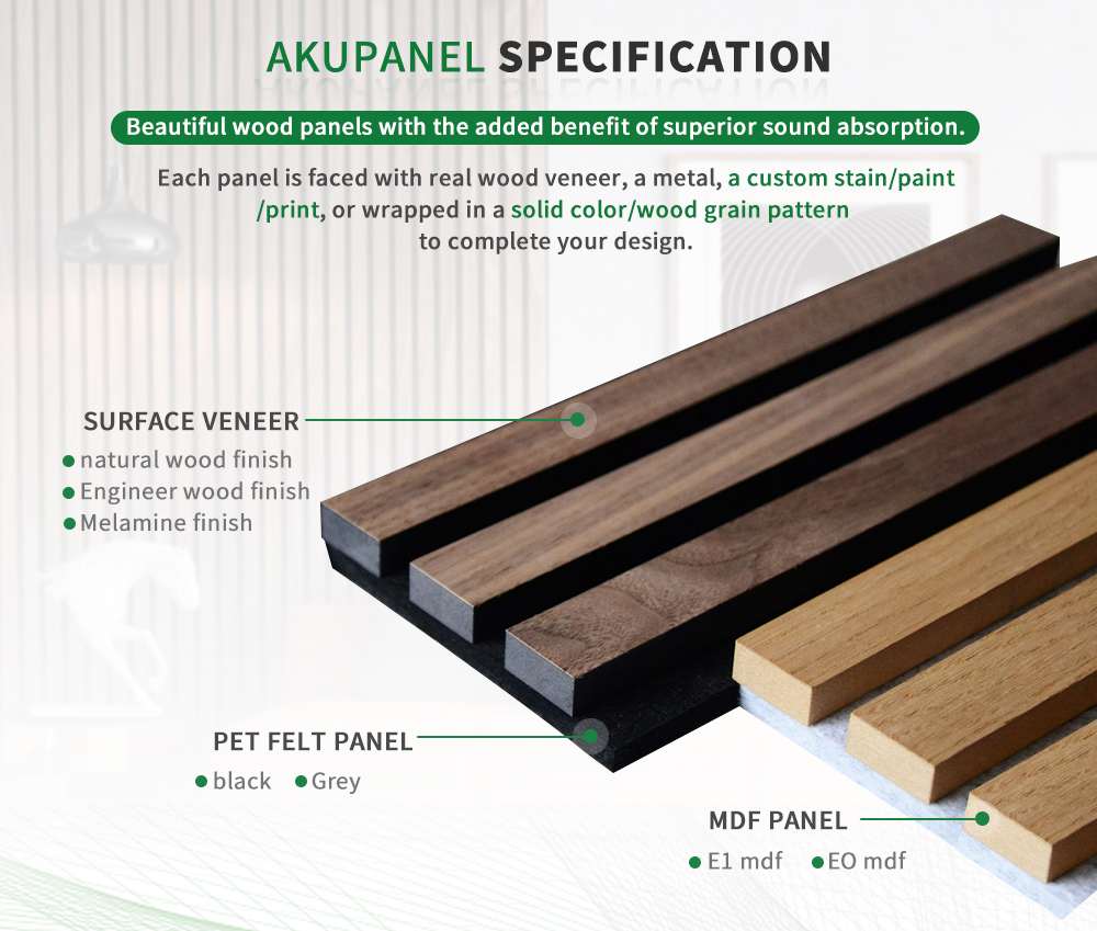 Modern Design Style 12kg/pc Acoustic Wood Veneer MDF Slatted Panel with Polyester Backing