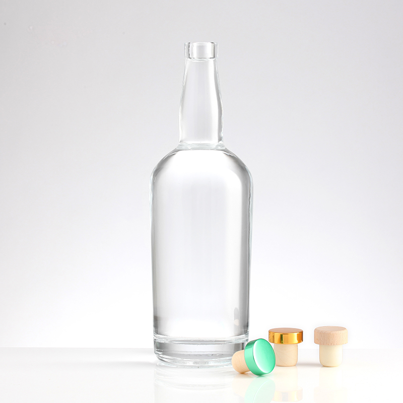 Hot Stamping Glass Collar Whisky Bottle for Unique Shaped Wine Glass 250ml 350ml 500ml