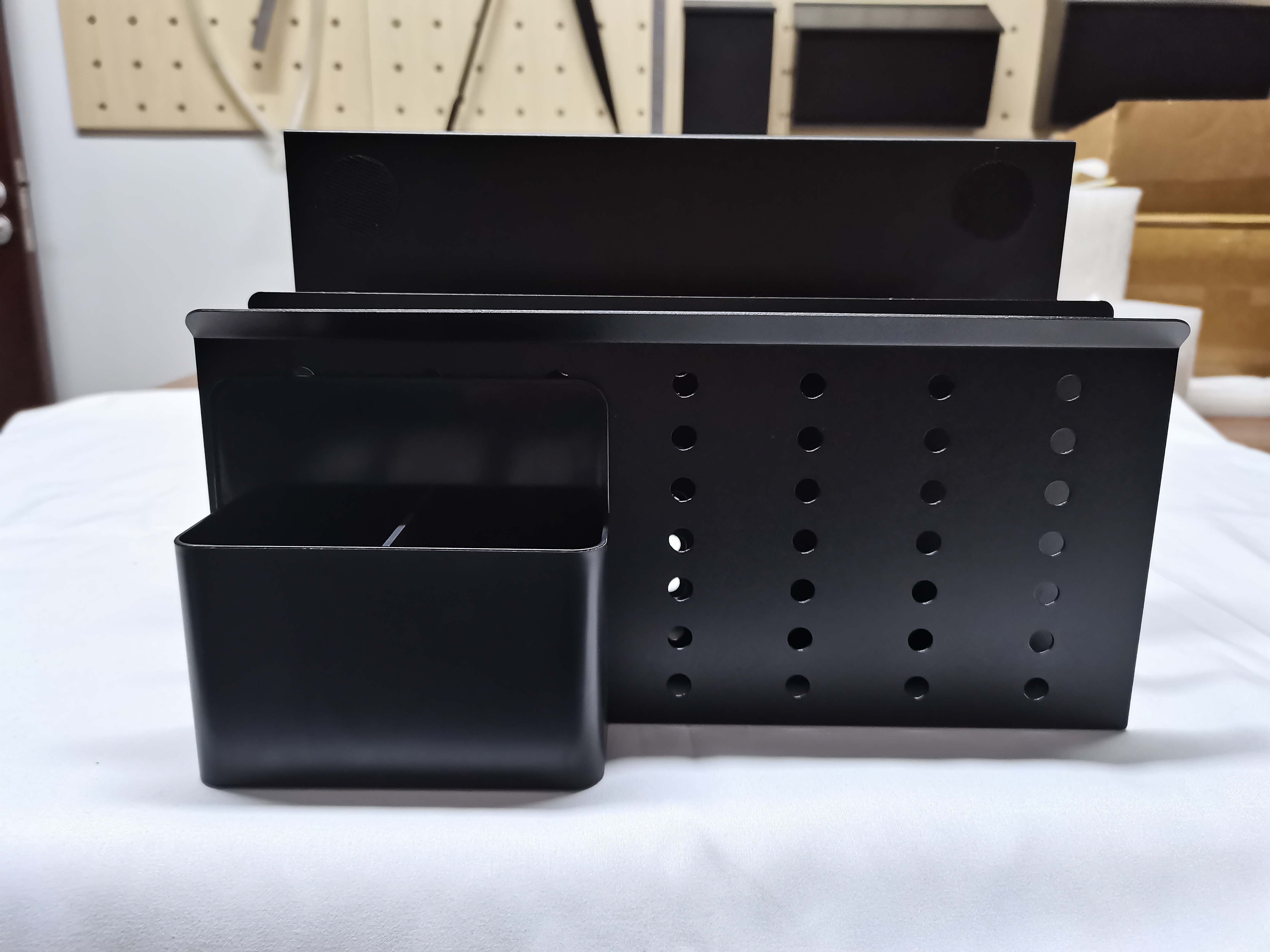 Functional Design Double-Deck Hanging Desk Laptop Organizer with Magnetic Pen Holder