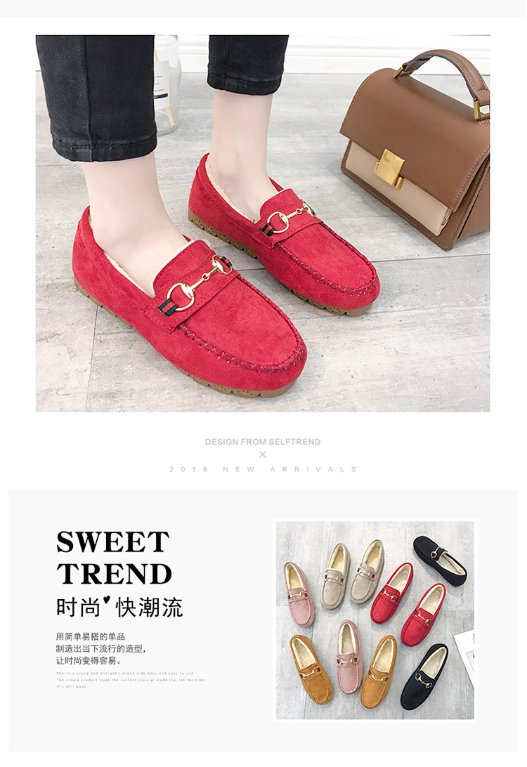 Warm Women's Casual Loafers , Soft Bottom Plus Velvet Flat Shoes New Styles