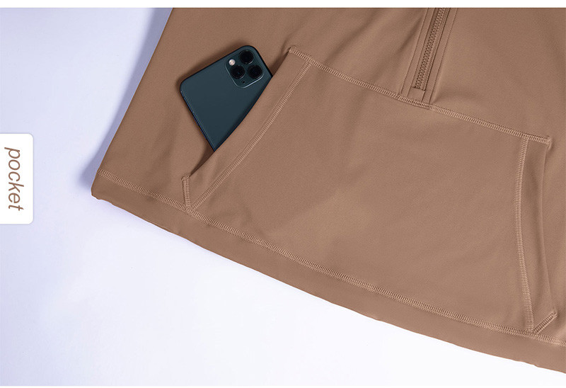 High Neck Nylon Leisure Ladies Yoga Tops Thicken Semi Zipper For Women
