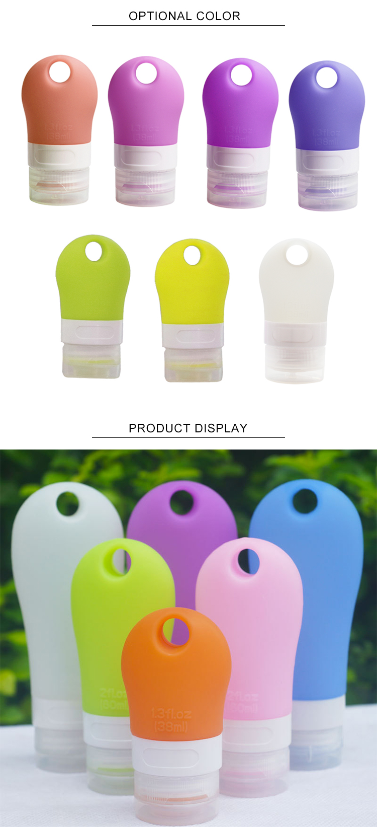 25g 41g Colorful Narrow Mouth Silicone Shampoo Bottles