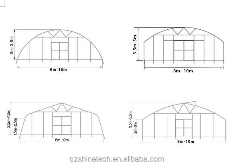 Film Cover 50x8m Single Span Type Agricultural Tunnel Greenhouse with 3.5-5M Height