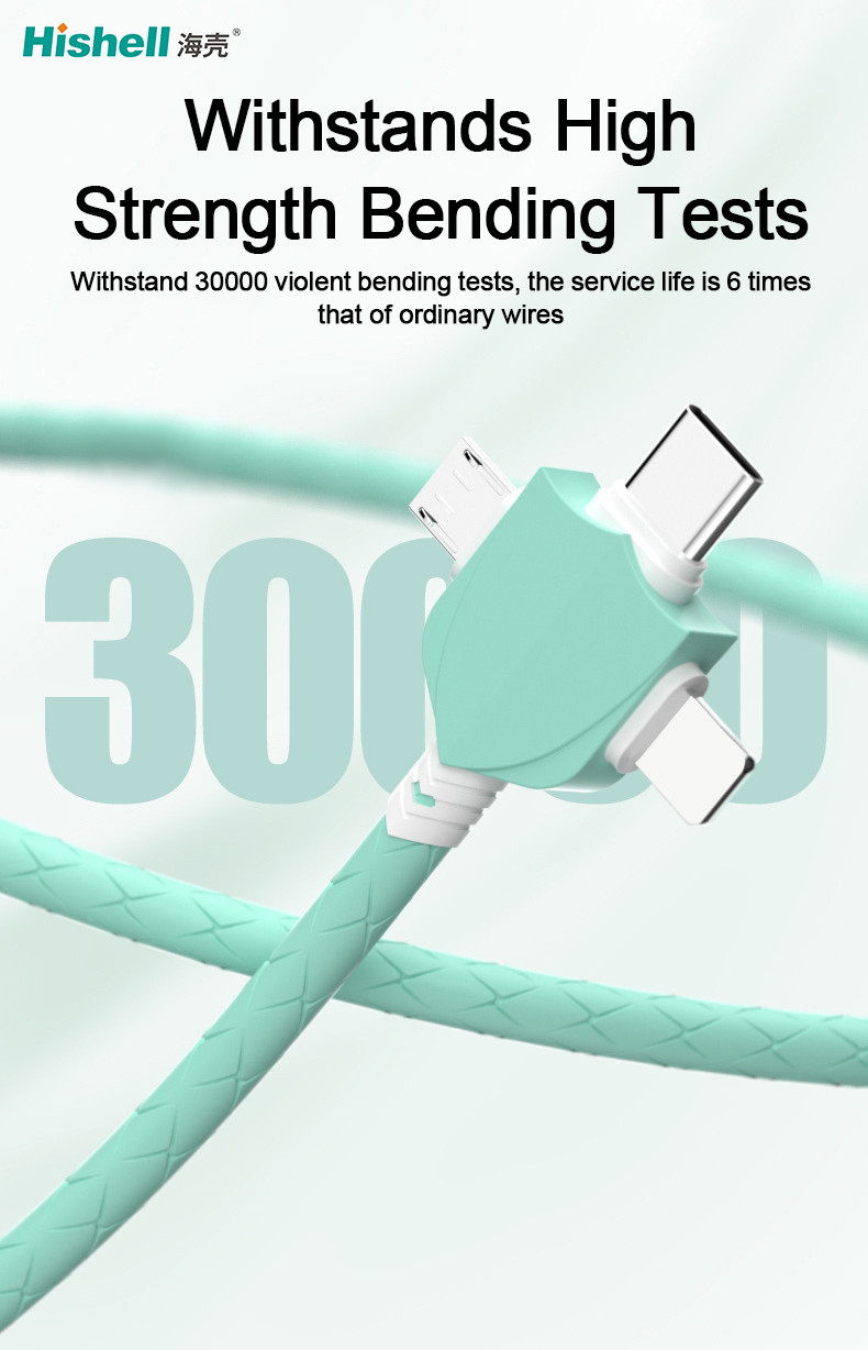 Multipurpose Fast 3 In 1 Charger Cable Length 120CM Ultraportable