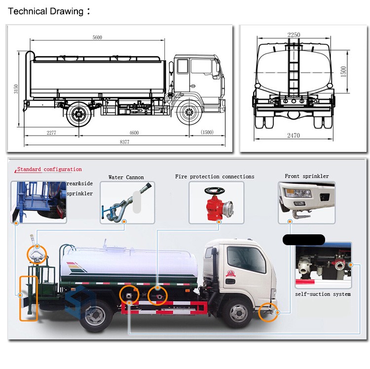 North-benz Beiben 6x4 LHD Right Hand Drive 15M3 Road Street Water Sprinkler Spraying Vehicle Water Truck