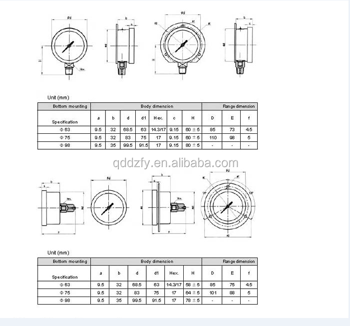 OEM Negative Air Pressure Gauge Manometer Bourdon Pressure Gauge Meter