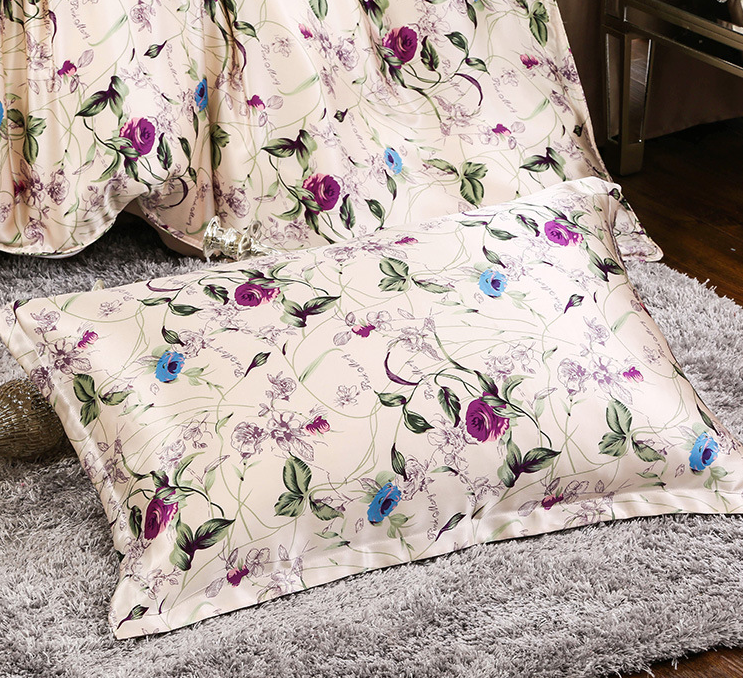 Pure Lightweight Silk Fabric Digital Printed For Bedding Set Multicolor
