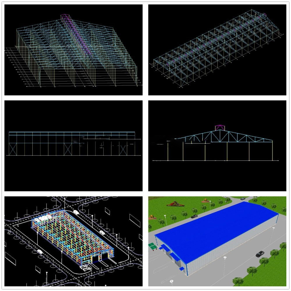 Wire Mesh Roof Steel Frame Warehouse , Welded Industrial Steel Buildings