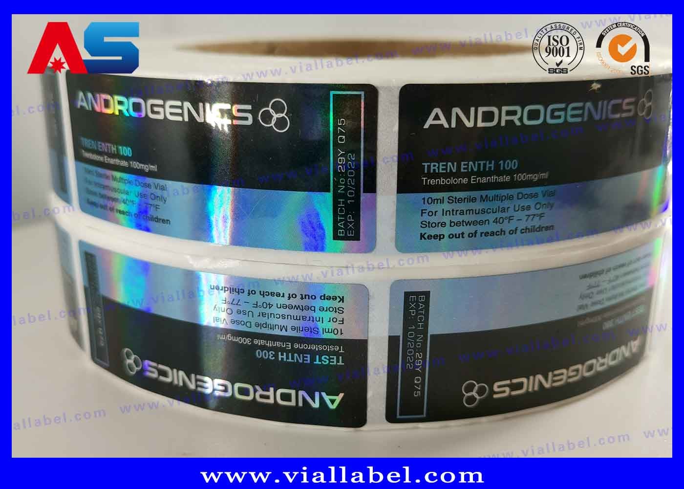 Pharmaceutical Laser Hologram Adhesive Bottle Labels for 3ml / 2ml peptide packaging with plastic tray