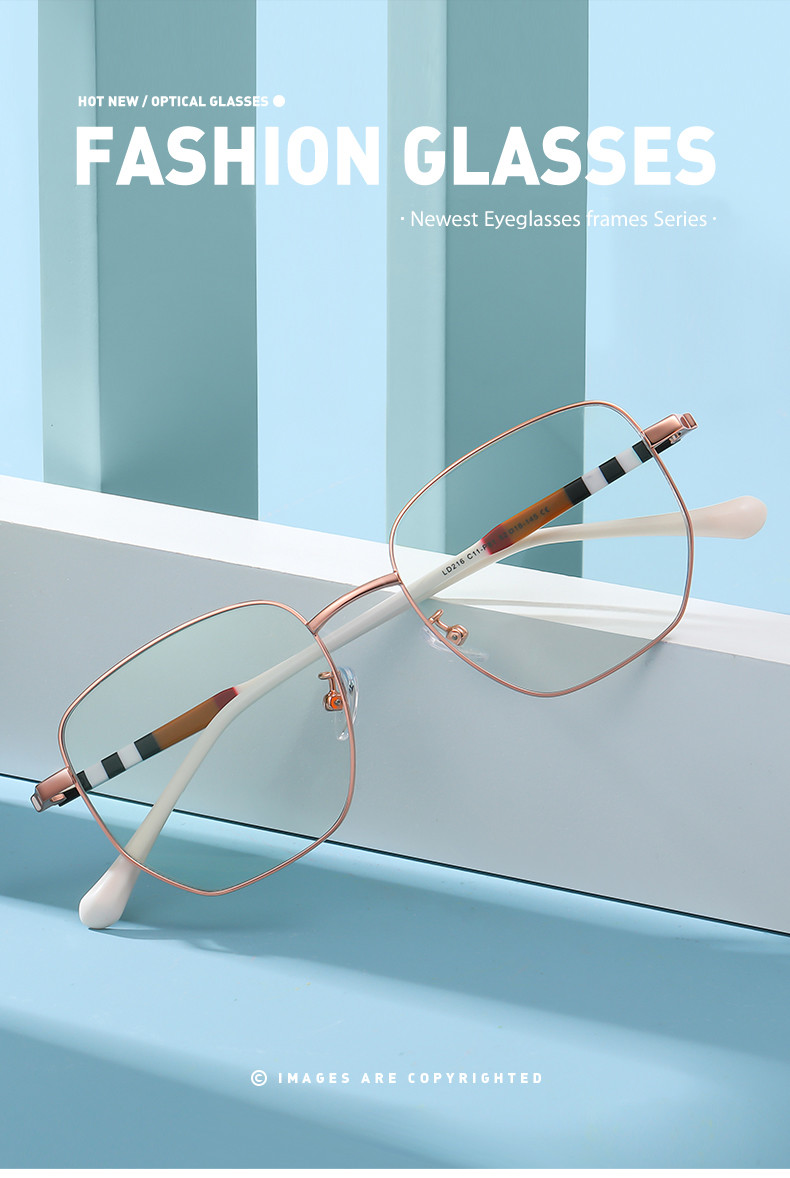Transparent Lens Acetate Metal Glasses Large Frame Eyeglasses 5 Color