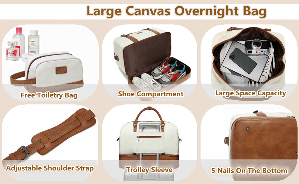 Stylish Duffel Travel Bags With Laptop Compartment Toiletry 19 Inch 19.7x9.8x14.6"