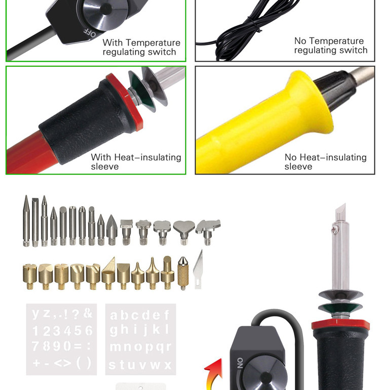 PS10KT Wood Burning Kit / Soldering Kit 28 Tips With Regulator Temperature Control