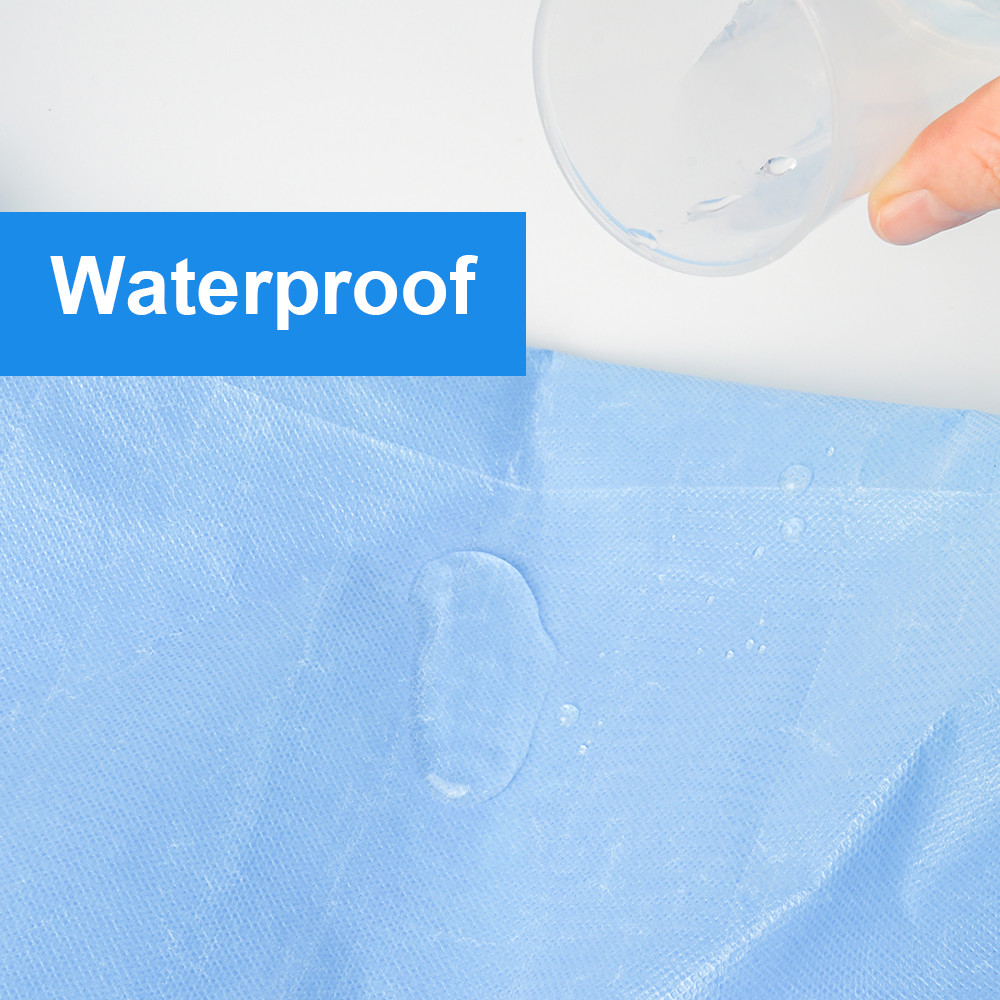 Blue Protective Coverall Medical Use Non Woven Sms Tie Back Disposable Surgical Gown For Hospital