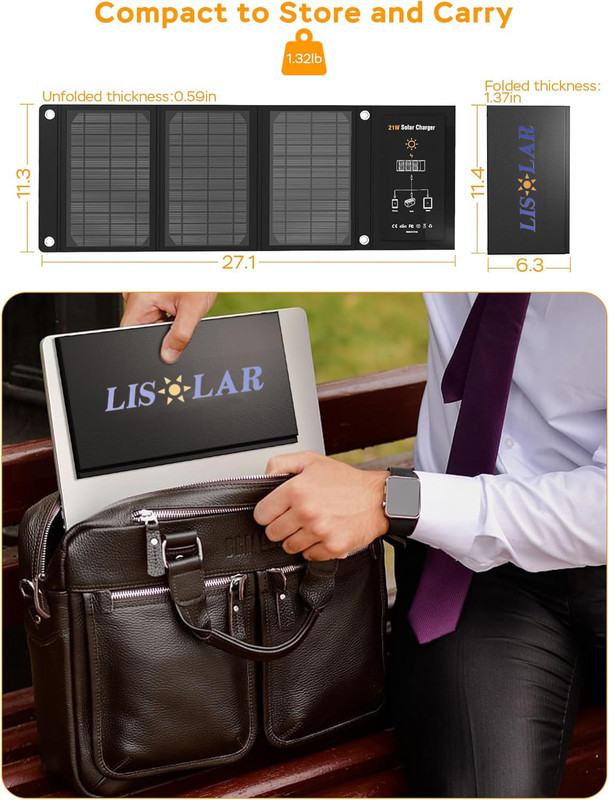 Lightweight Solar Folding Bag 21W Solar Charger Foldable Solar Charging Solution