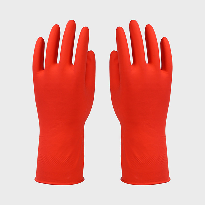Multi-Purpose Flocklined Rubber Gloves Anti-Oil Waterrproof Anti-Detergent Rubber Gloves