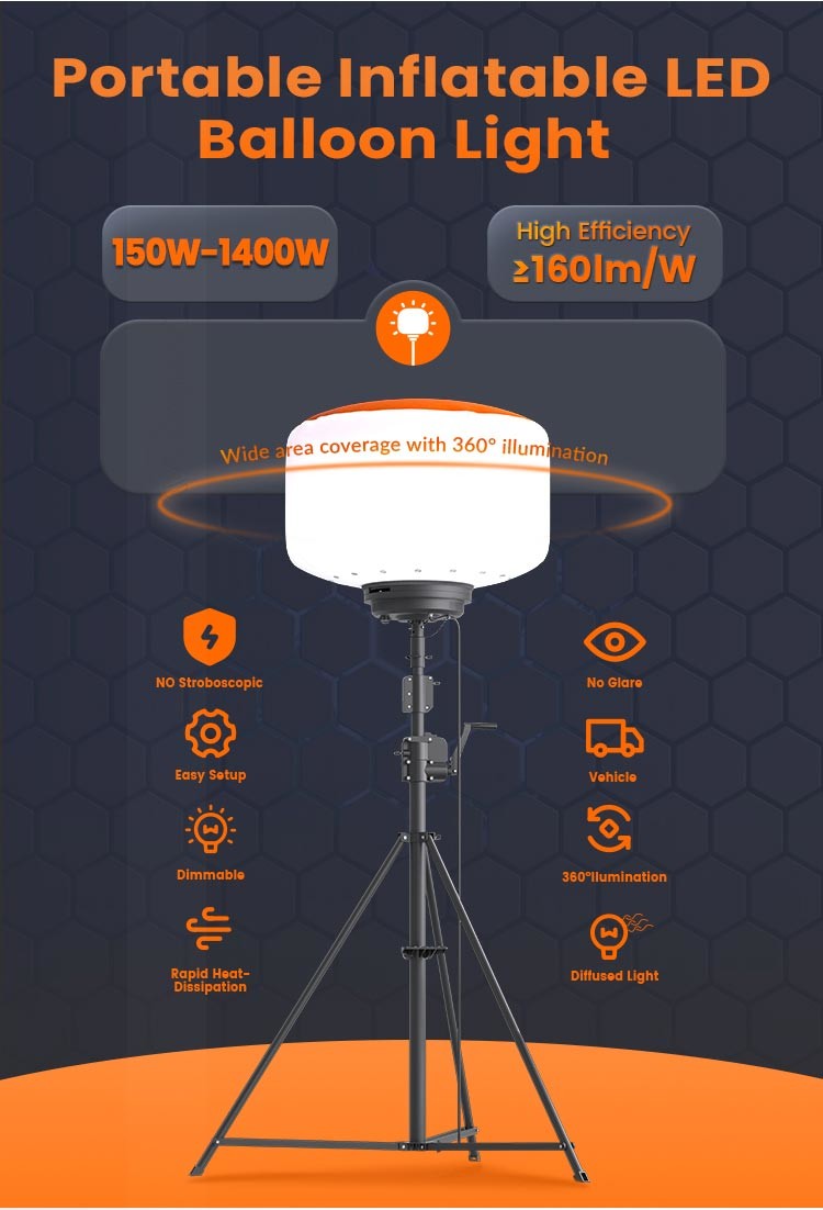 160000lm Movable Lighting Tower 1000W Outdoor Balloon Lights For Film Shooting