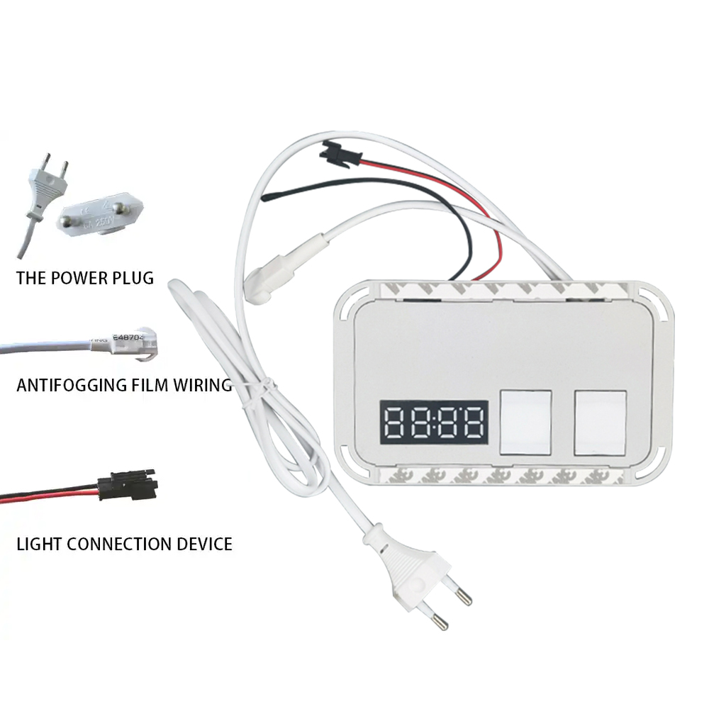Integrated Mirror Touch Dimmer Switch 2 Gang Time Temperature Display Defogger Inductive Switches 12V 5A 60W