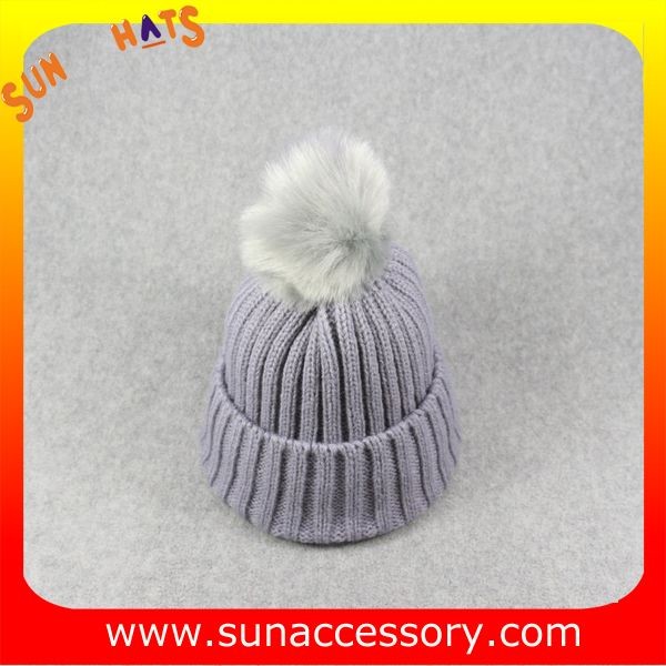 AK170191 Sun Accessory cheap knitted beanie hats with pom pom
