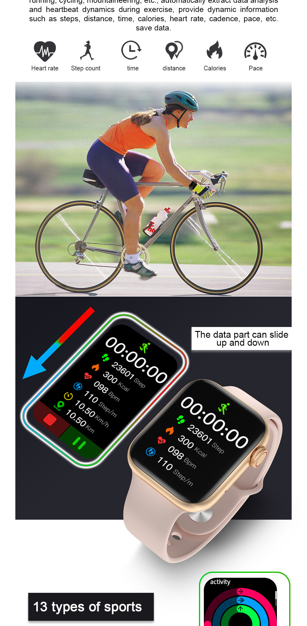 IWO MC57 180MAH 1.57 Inch Dial Heart Rate Monitor 2hrs Charging