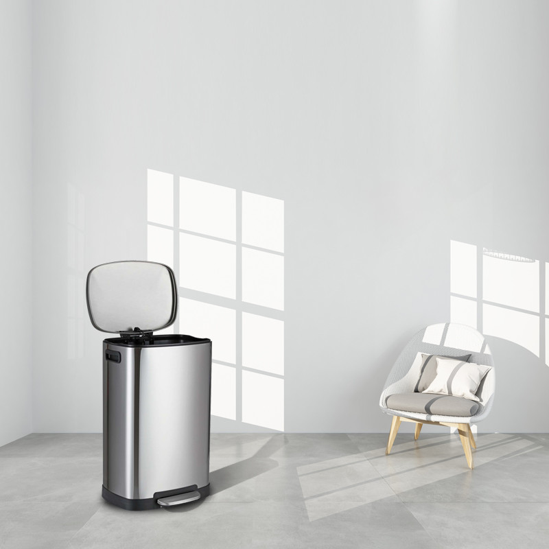 Silent Soft Close Lid 50L Step On Kitchen Trash Can