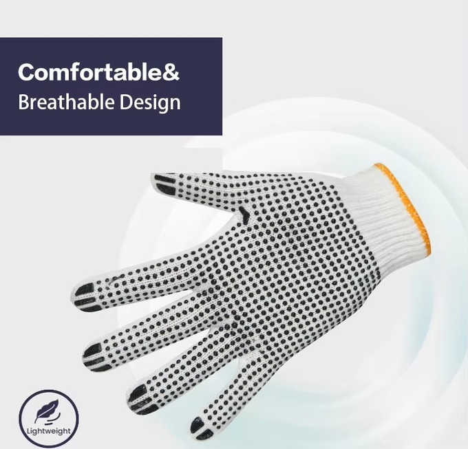 PVC Black Double-Sided Dotted Cotton Knitted Work Gloves Construction / Hand Protection / Anti Slip And Durable Glov
