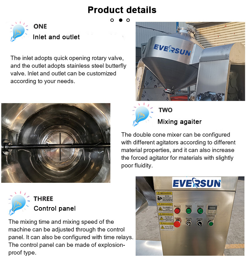 Customized Premix Blender Machine Double Cone Mixer For Chemical Blending 8 - 20 RPM