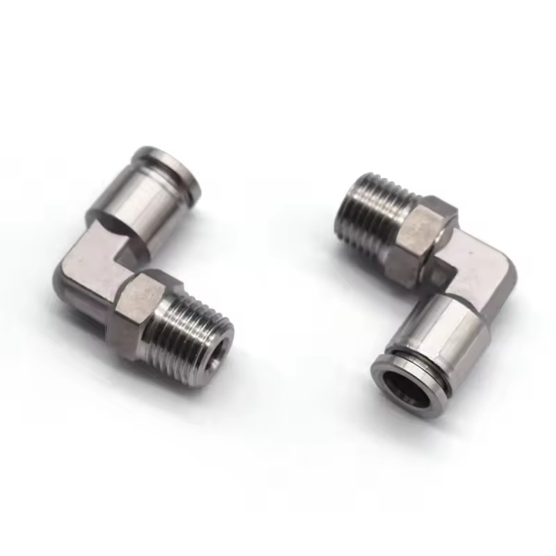 Stainless Steel Male Push-In Elbow 1/4'' BSPT Swivel Male X 10mm Pipe OD Elbow Fitting