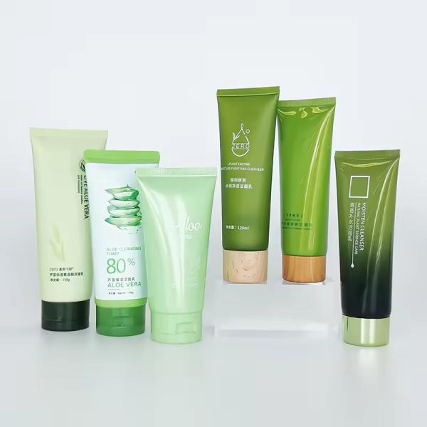 PET Bamboo Tube Packaging 60ml - 300ml Plastic Tube Cosmetic Packaging Dark Green