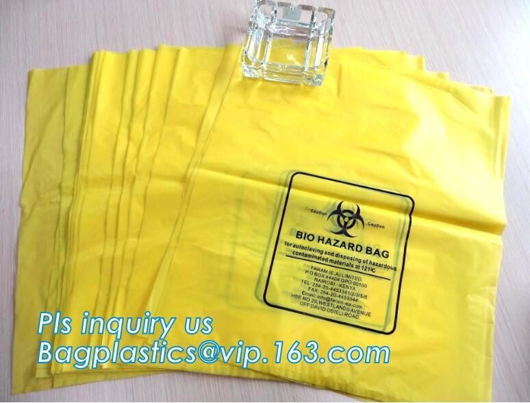 Custom Printed Yellow Biohazard Compost Disposal Plastic Biodegradable Yard Medical Waste Bag, bagplastics, bagease, pac